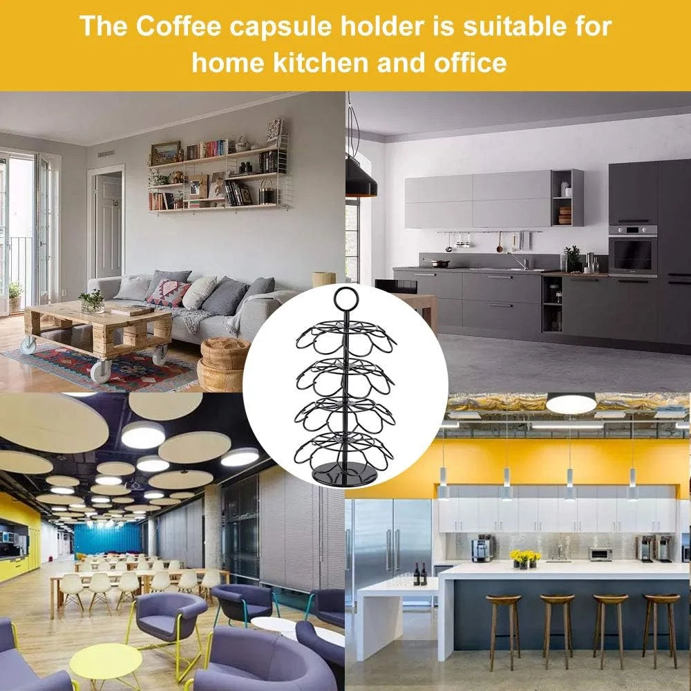 Coffee Pod Carousel Holder Organizer Compatible with 36 Cup Pods，K Cup Holder(Bl