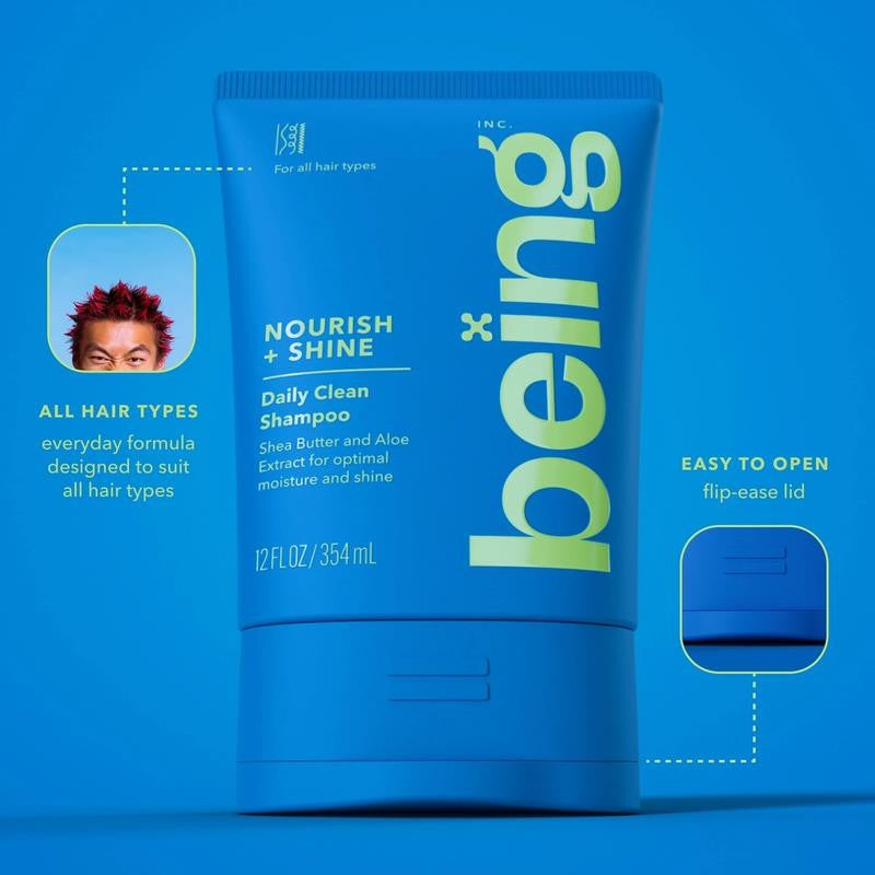 Being NOURISH + SHINE Daily Clean Shampoo with Shea Butter and Aloe Extract, 12