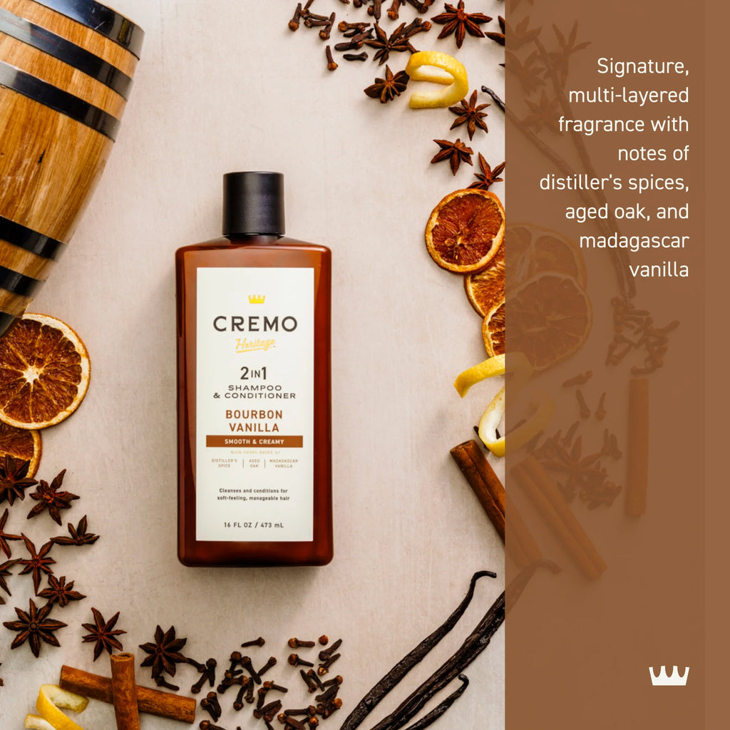 2-In-1 Mens Shampoo & Conditioner, Bourbon Vanilla Scent, 16 Fl Oz, Cleanses & Moisturizes Hair