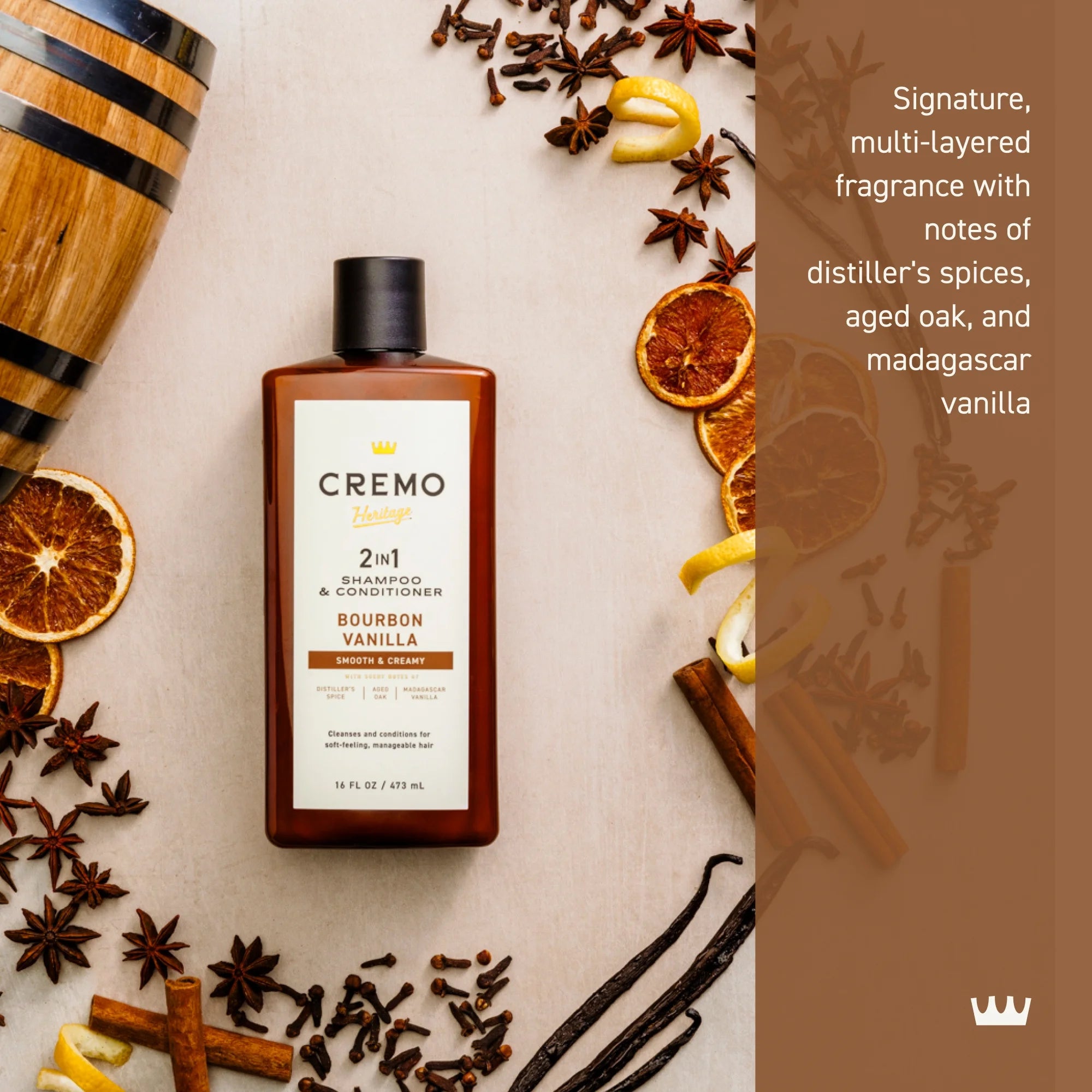 2-In-1 Mens Shampoo & Conditioner, Bourbon Vanilla Scent, 16 Fl Oz, Cleanses & Moisturizes Hair