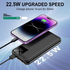 10000Mah Portable Charger Power Bank with Built in Cables 22.5W Fast Charging Fo