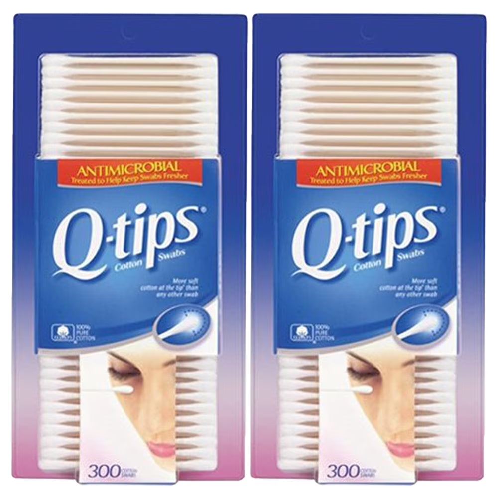 2-Pack Q-Tips Cotton Swabs, Antibacterial, 300 Each