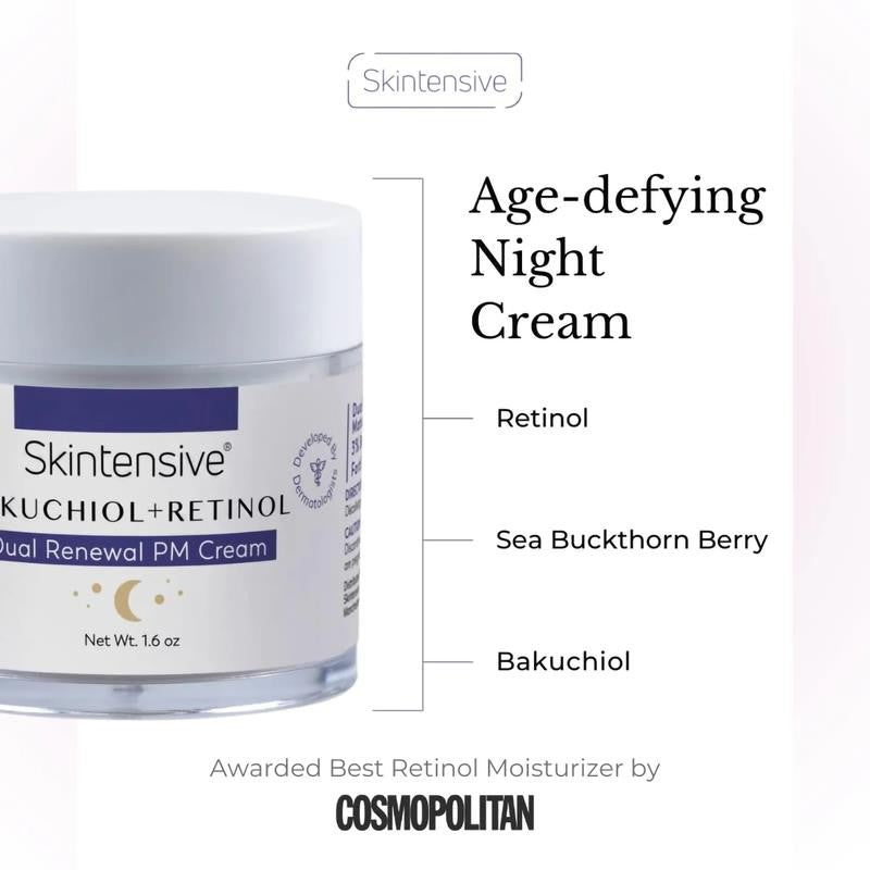 Bakuchiol + Retinol Dual Renewal PM Cream Unscented Facial Moisturizer Cream 1.6