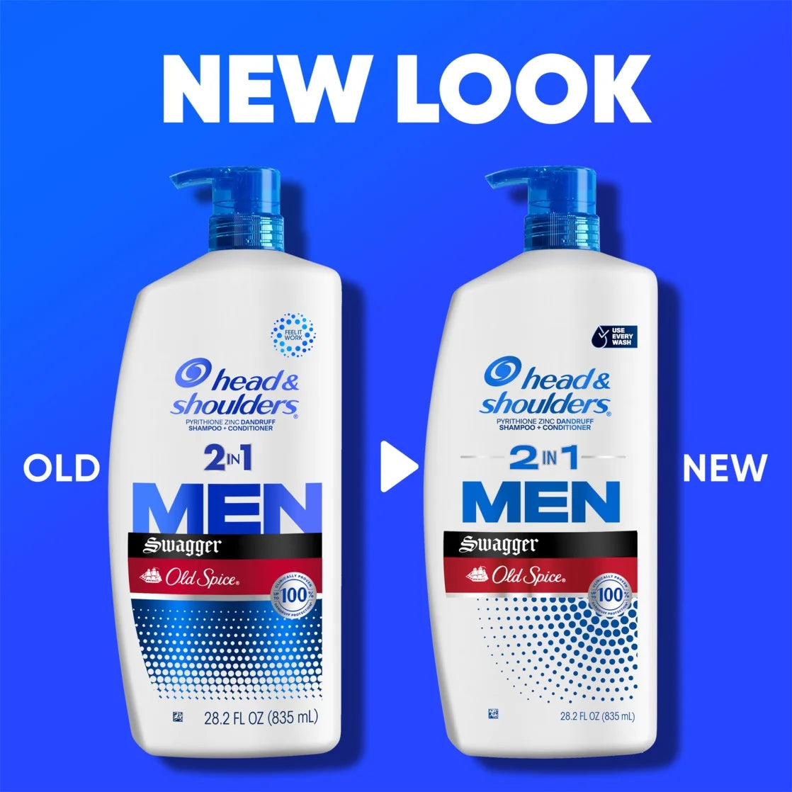 Head and Shoulders Men 2 in 1 Dandruff Shampoo and Conditioner, Old Spice Swagger, 28.2 Fl Oz