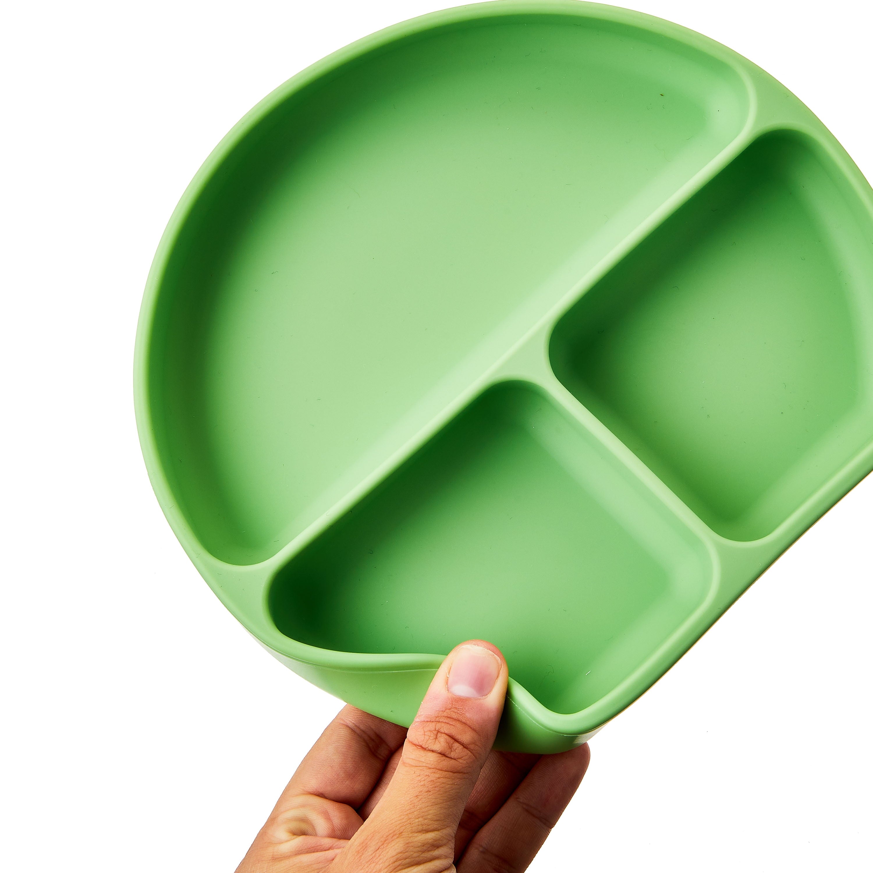 Parent'S Choice 3 Compartment Section Silicone Toddler Plate Sage Green