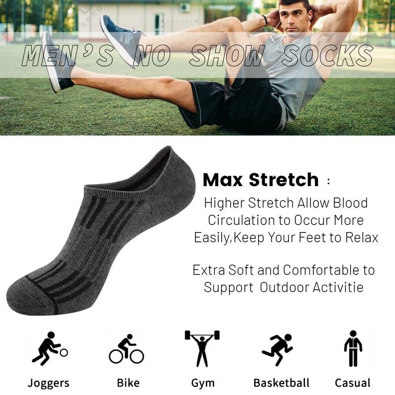 15 Pairs Mens Cotton No Show Socks with Non Slip Grip Casual Walking Socks for M