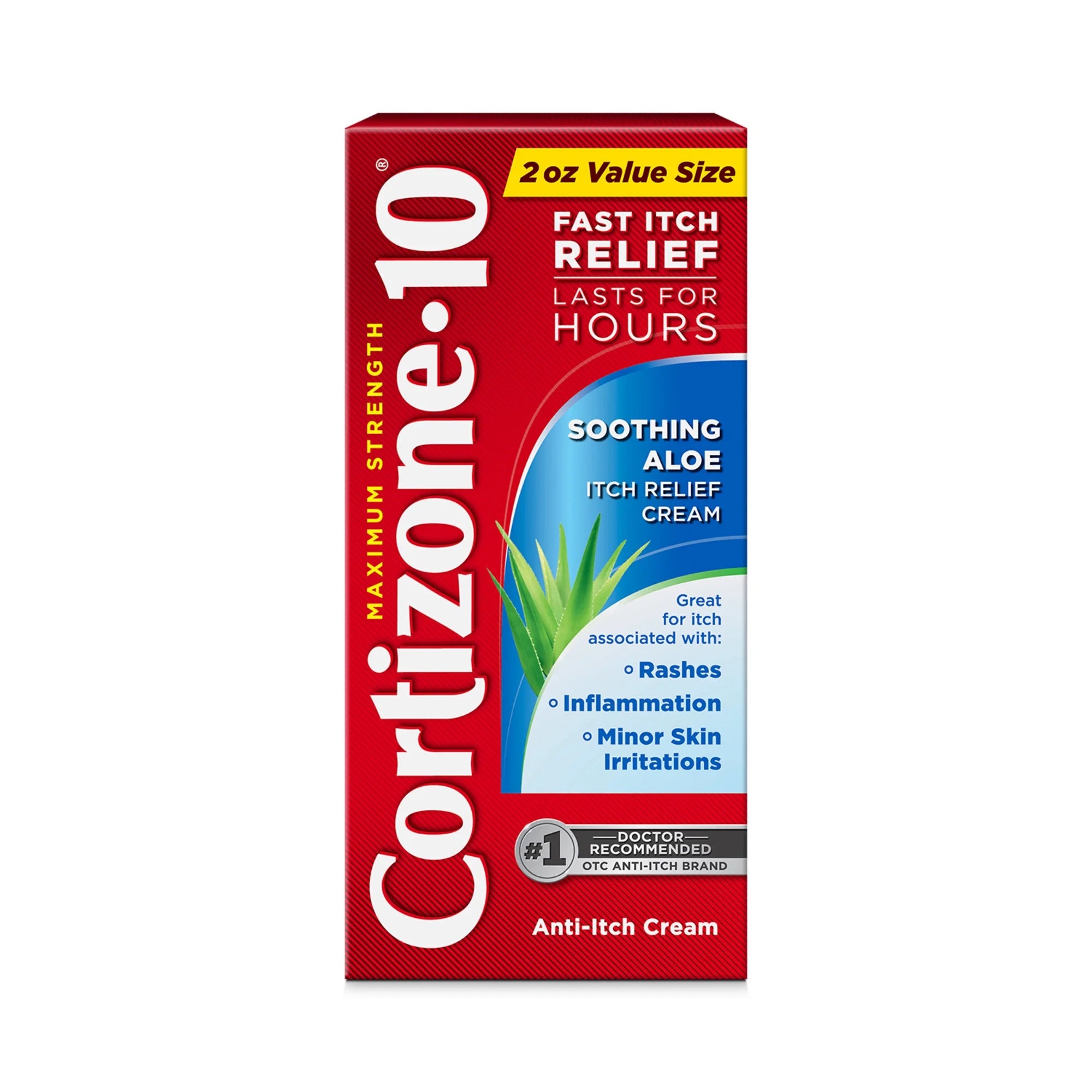 (3 Pack) Cortizone-10 Maximum Strength Soothing Aloe Itch Relief Cream, 1% Hydrocortisone, Fast-Acting, Anti-Itch Cream for Bug Bites, Rash, Eczema, Psoriasis, Poison Ivy, Oak, Sumac & More, 2 Oz