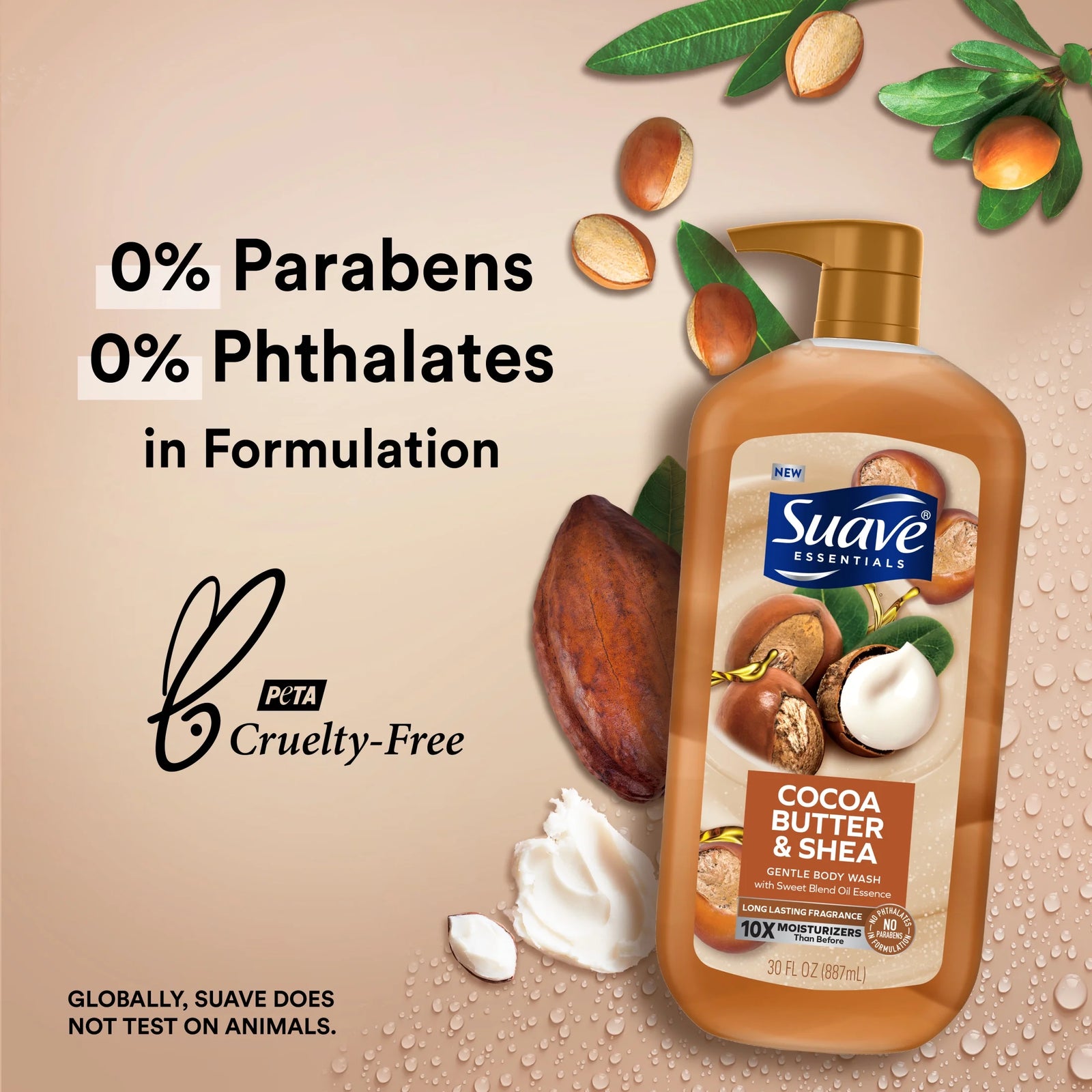Essentials Gentle Body Wash, Cocoa Butter & Shea, 30 Oz