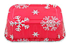 1 Lb. Red Holiday Christmas Snowflake Aluminum Foil Small Mini Loaf / Bread Baki