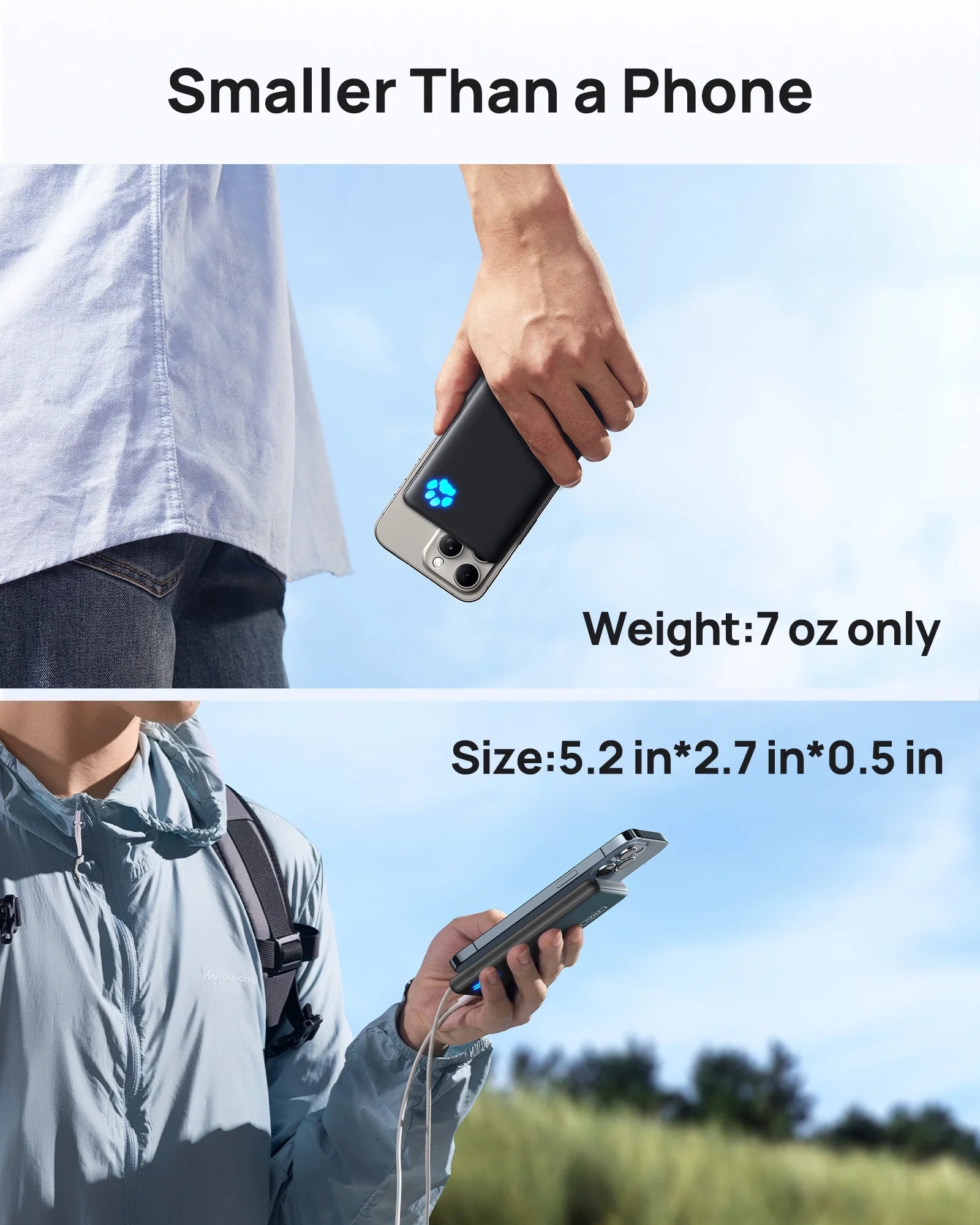 10000Mah Power Bank, Slimmest 15W Portable Charger Compatible with Iphone & Samsung, High-Speed Charging Battery Pack, USB-C Cables, Black