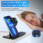 Wireless Charger, 3 in 1 Wireless Charging Station, Fast Charging Dock for Iphone 15/14/13/12/11/Pro/Xs/Sr/X/Se/Galaxy, 15W Wireless Charger Stand for Apple Watch Series 8/7/6/5/4/3/2/Airpods