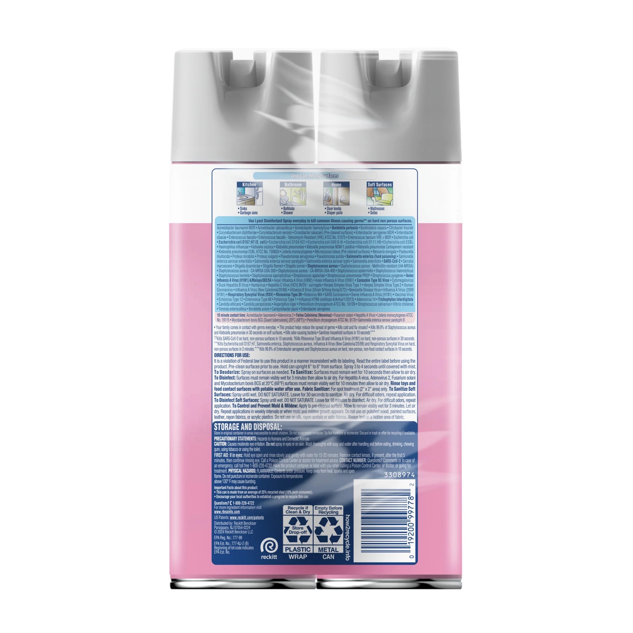 Lysol Disinfectant Sanitizing Antibacterial Spray for Deodorizing, Early Morning Breeze, 19 Fl Oz, 2 Pack