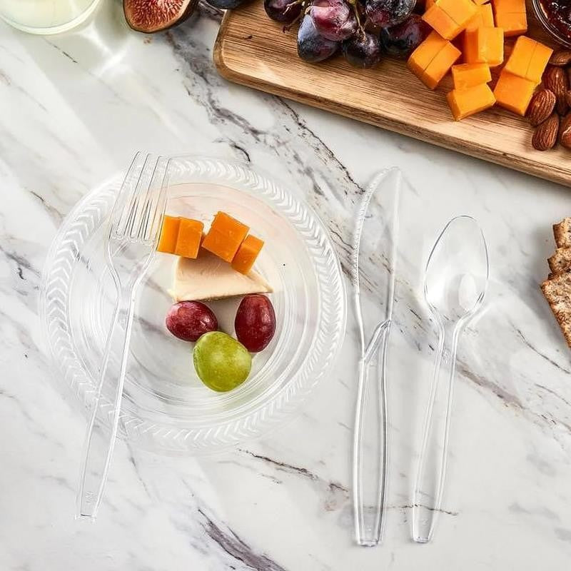 Clear Plastic Soup Spoons Heavy Duty Disposable Silverware, 100-Pack