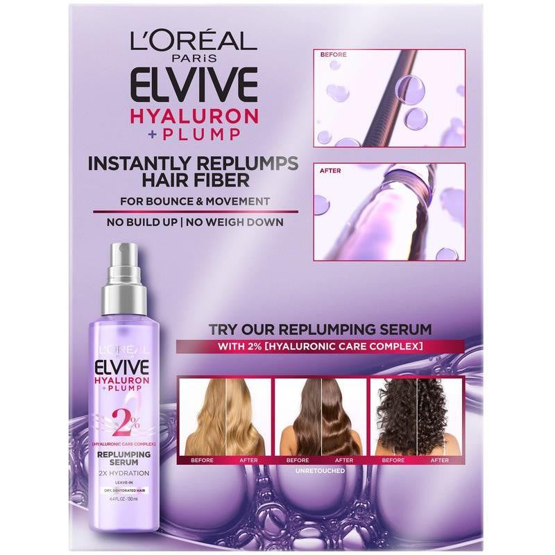 Elvive Hyaluron Plump Squeeze Hydrating Shampoo Conditioner Kit, 72Hr Intense Mo