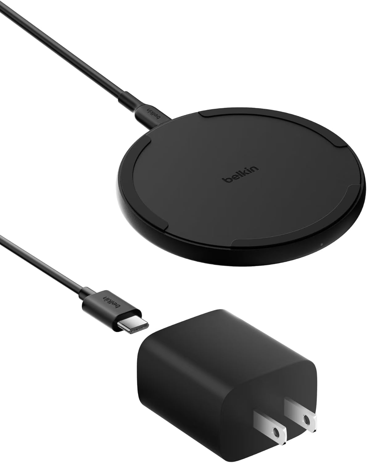 Belkin Wireless Charging Pad 15W - Qi Charger, Charging Station for Apple Iphone, Samsung Galaxy - Power Supply and Cable Included - Black