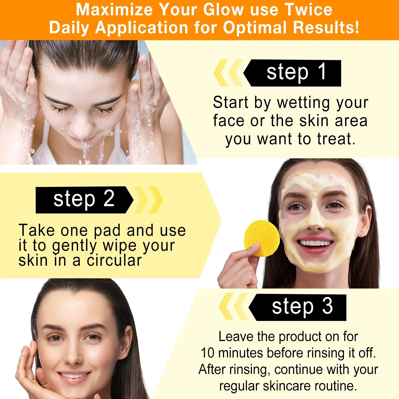 50 Pads Kojic Acid & Turmeric Cleansing Pads-Cleanses Pores, Exfoliates, Removes Dirt and Makeup, Facial Cleansing Pads for Women & Men