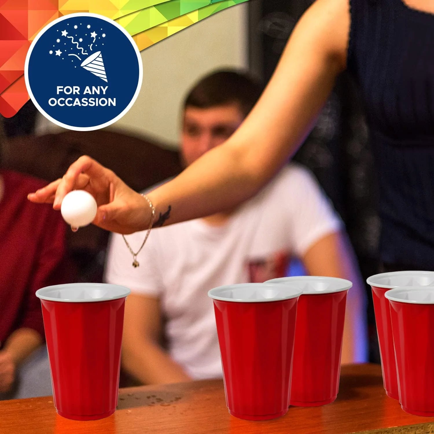 18Oz Birthday Party Cups for Kids – 50 Red Disposable Party Supplies Cups for Co
