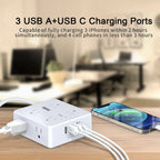 6 Ft Extension Cord Power Strip with 4 USB Ports Widely Surge Protector Outlets