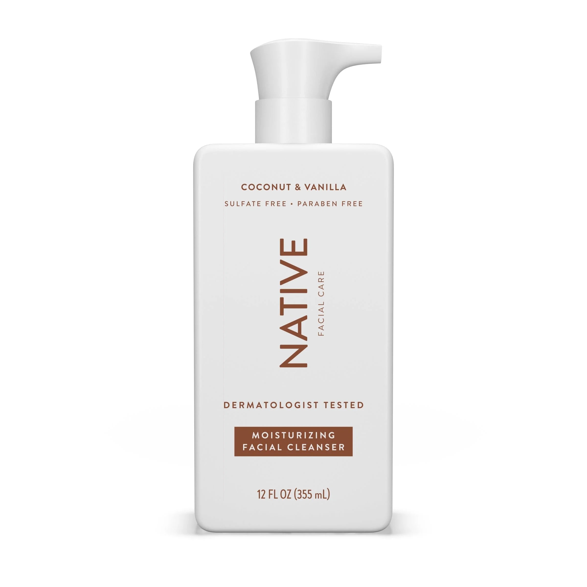 Native Moisturizing Facial Cleanser, Coconut & Vanilla, Sulfate Free, for All Skin Types, 12 Fl Oz