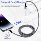 AILKIN Compatible with Iphone Charger Fast Charging with 2Pack Usb a Light-Ning Cables 6Ft Cords 2.1A Dual Port Charger Blocks Compatible with Iphone 14/13/12/11,White