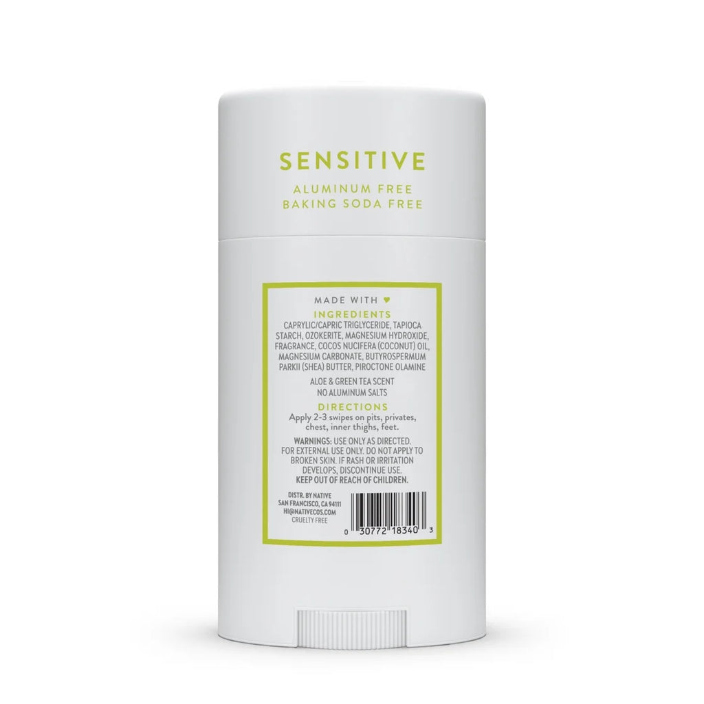 Native Deodorant, Aluminum Free, Aloe & Green Tea Sensitive Whole Body Deodorant 2.4 Oz