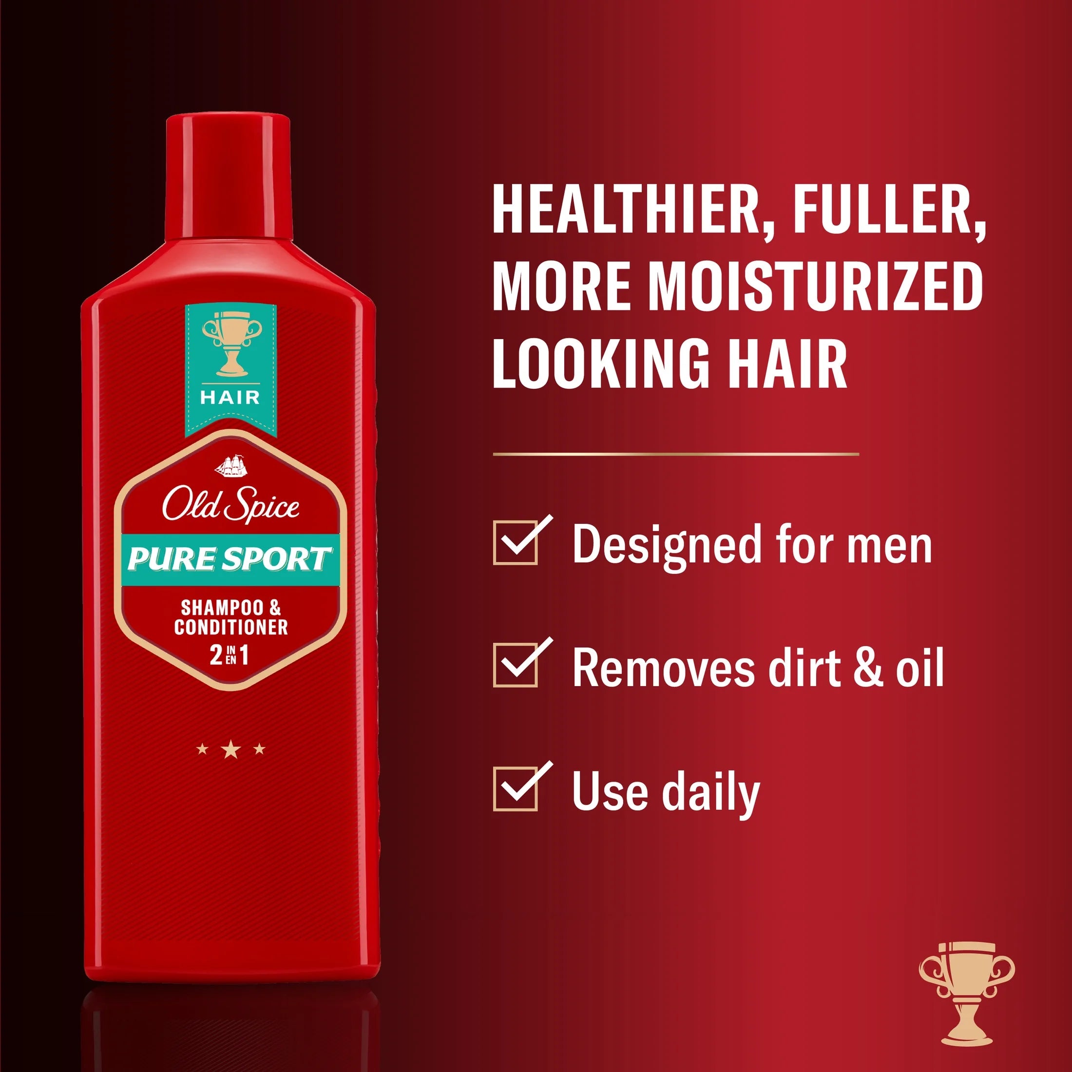 Old Spice Pure Sport 2In1 Mens Shampoo and Conditioner, 13.5 Fl Oz