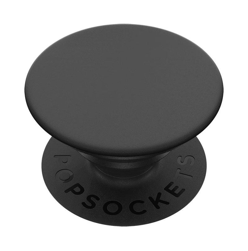 Adhesive Phone Grip with Expandable Kickstand and Swappable Top - Popgrip Black