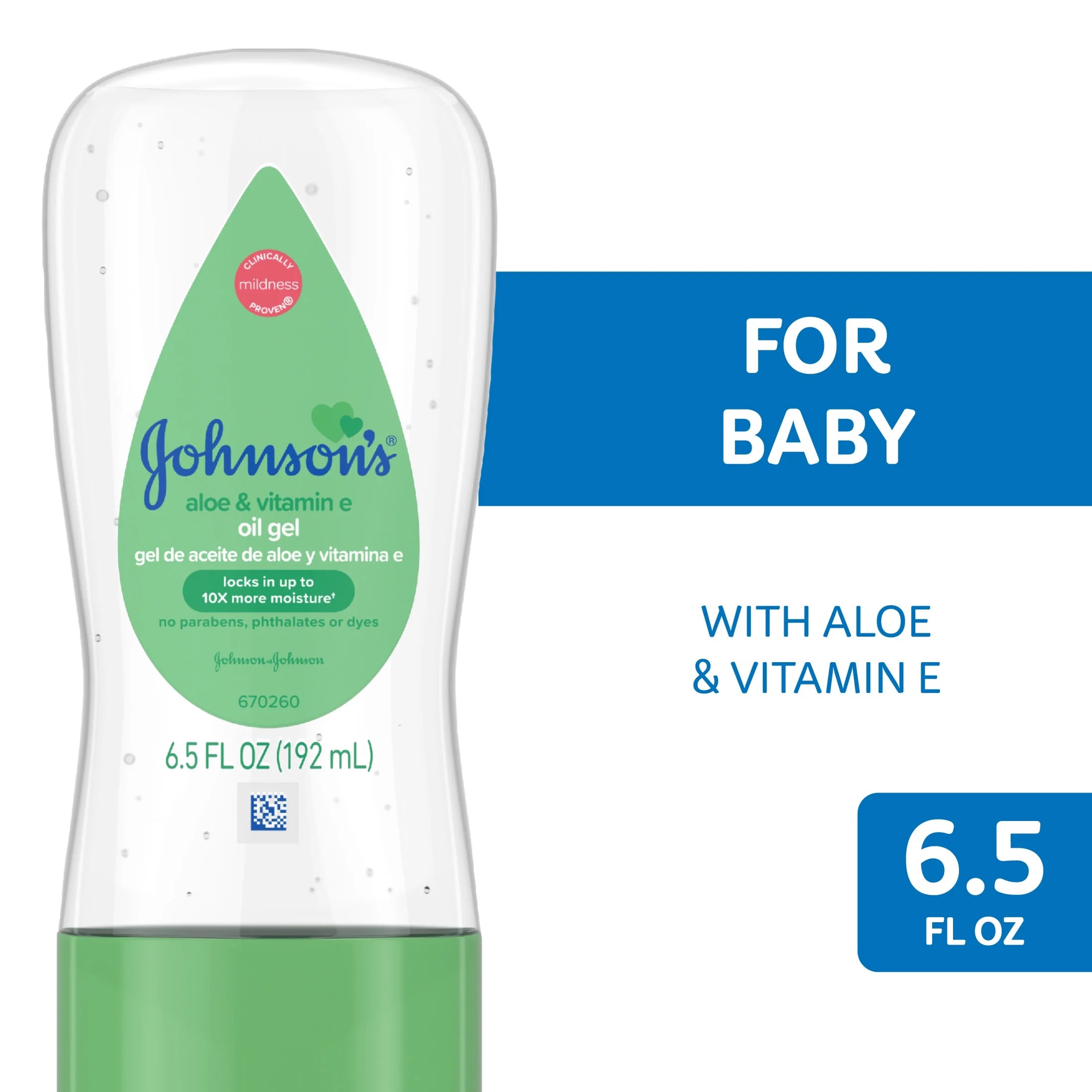Johnson'S Baby Body Moisturizing Oil Gel, Aloe Vera & Vitamin E, Soothing, 6.5 Fl Oz