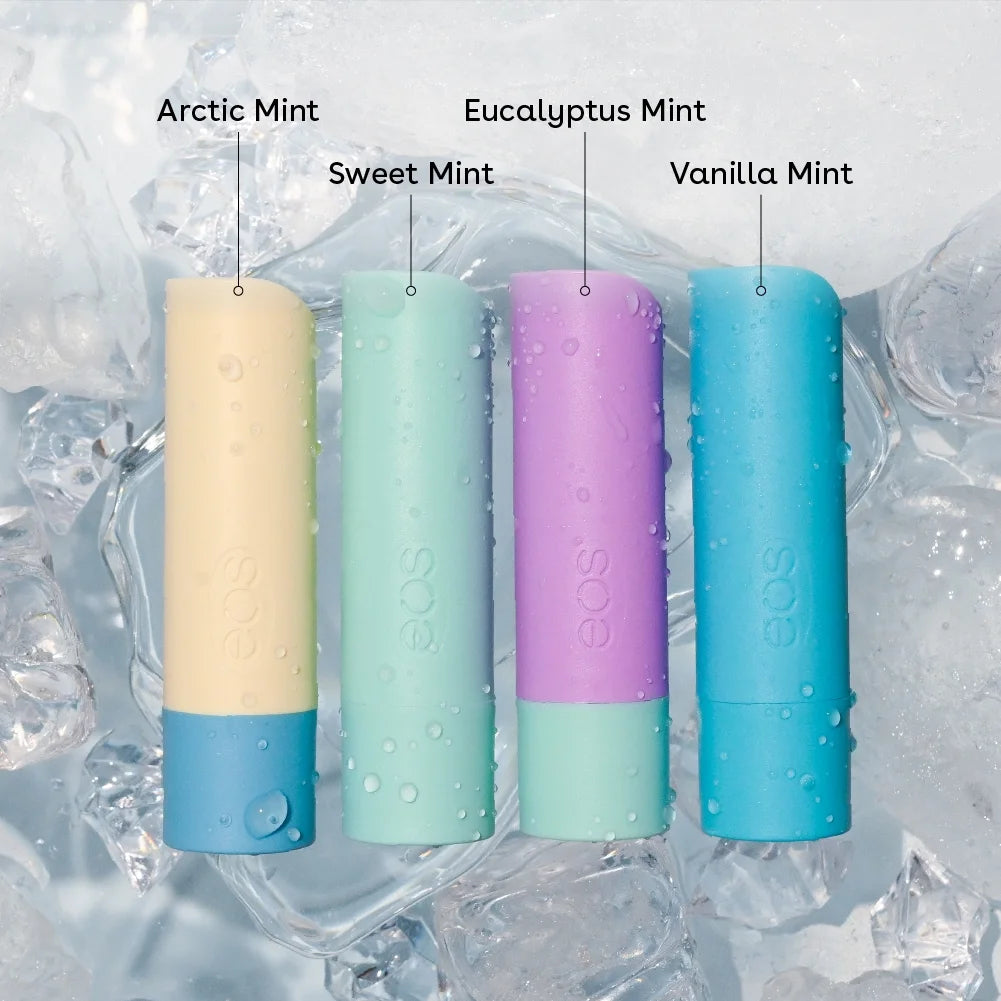 Eos Natural Shea Minty Lip Balm Variety Pack- 0.14 Oz, Pack of 4