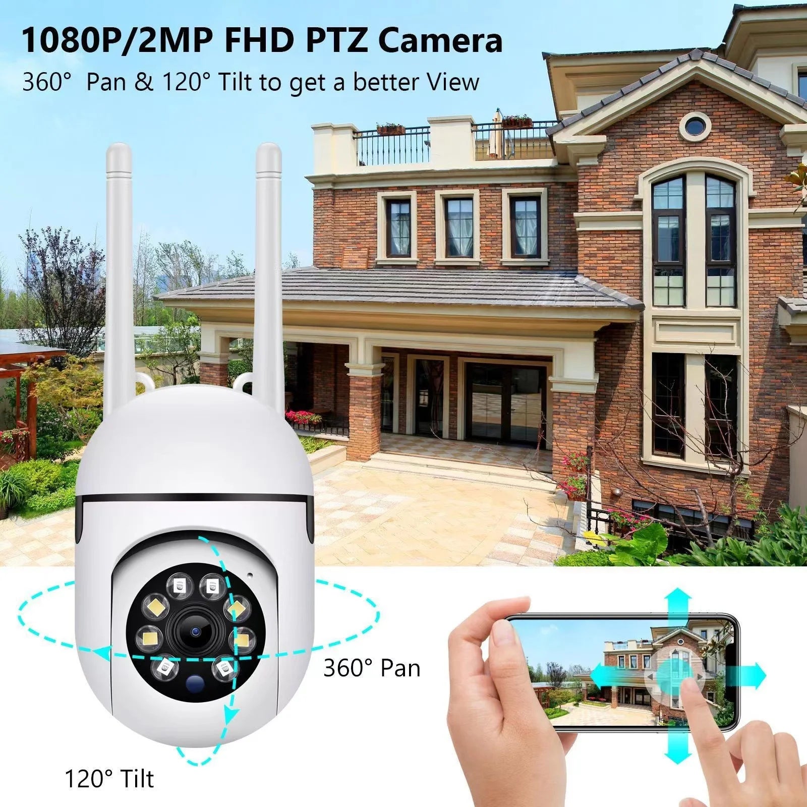 2 Pack 5G Wifi Waterproof Surveillance Camera, IR Night Vision, Motion Detection
