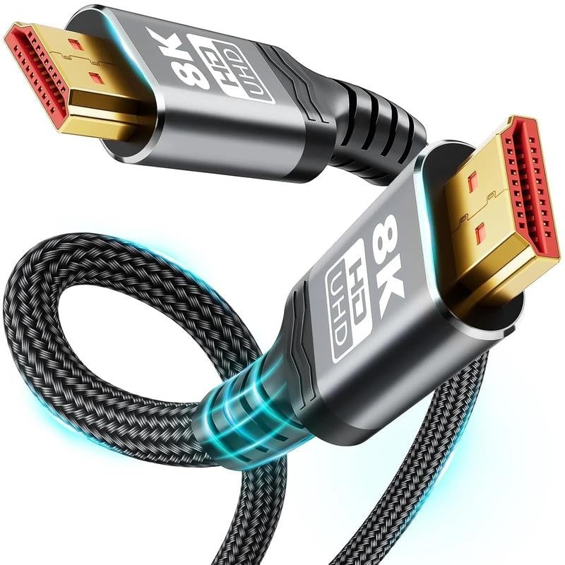 8K Long HDMI Cable 2.1, 15FT Ultra HD Cable High-Speed Lead 48Gbps, HDMI Braided