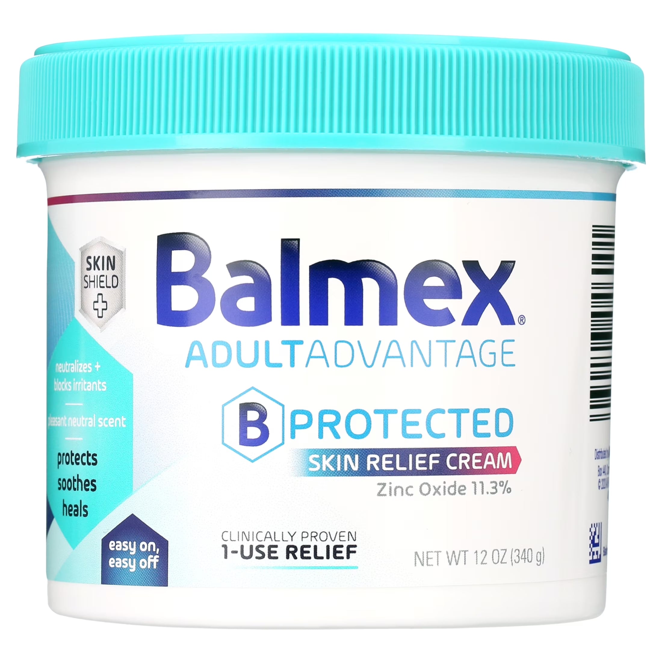Balmex Adult Advantage B-Protected Skin Relief Cream, with Skinshield Technology to Protect, Soothe and Heal Sensitive Skin, 12Oz