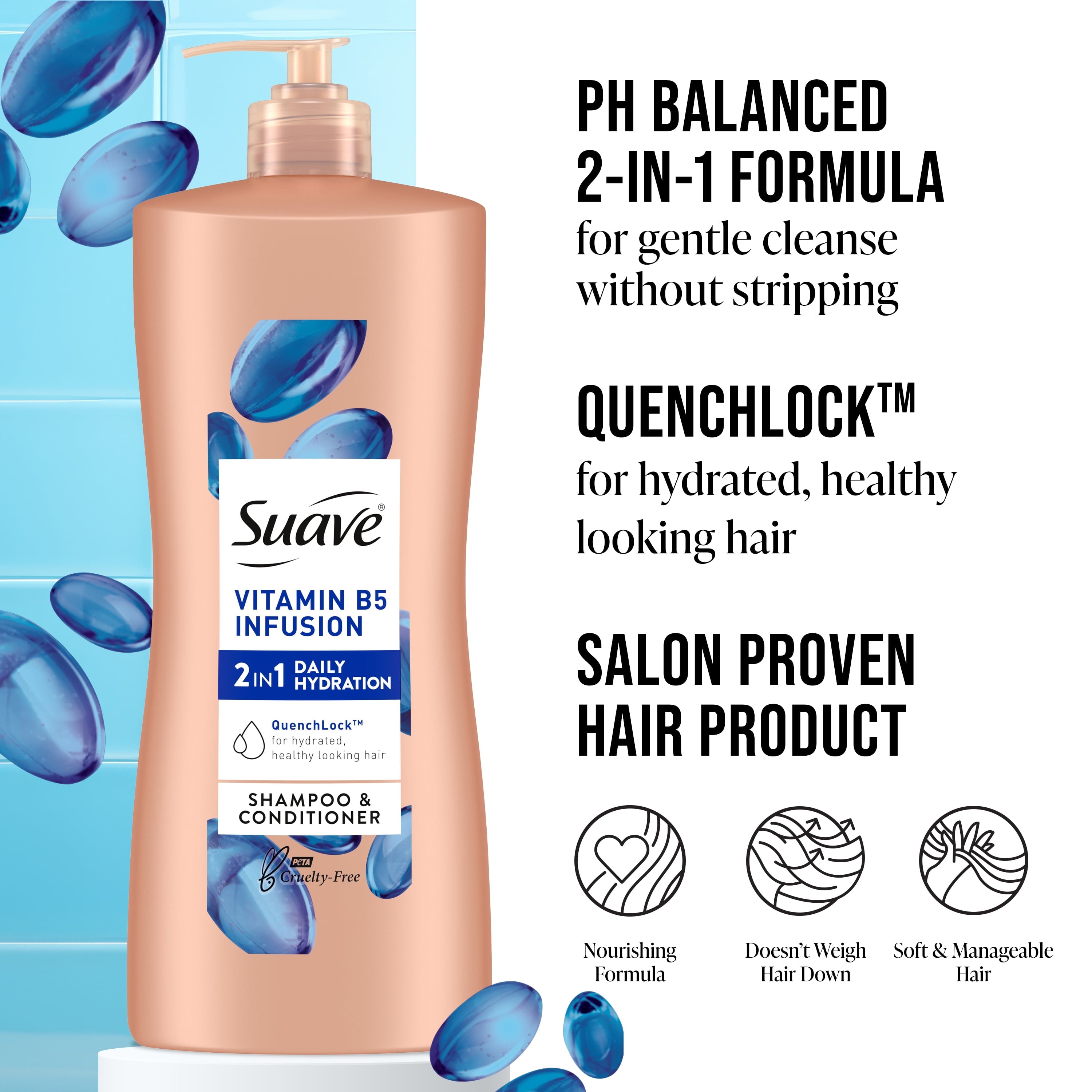 2-In-1 Shampoo & Conditioner, Moisturizing Vitamin B5 Infusion for Dry Hair, 28 Fl Oz