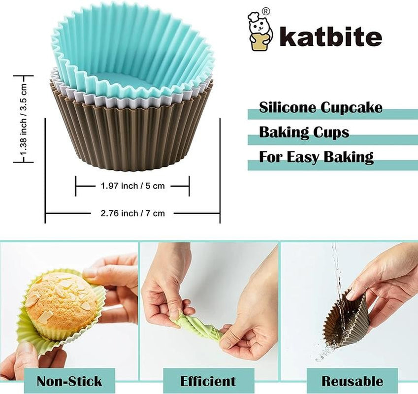 24 PCS Multi-Color Silicone Cupcake Baking Cups Cupcake Liners