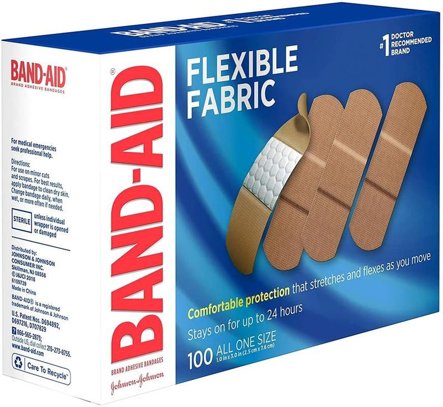 Flexible Fabric Bandages, 1 Inch, 100 Ea