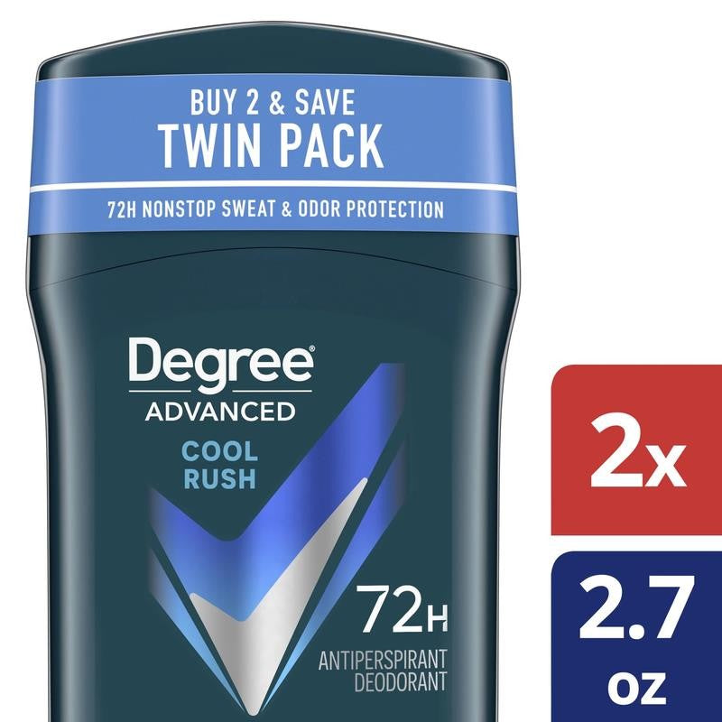 Advanced Long Lasting Antiperspirant Deodorant Stick Twin Pack, Cool Rush, 2.7 O