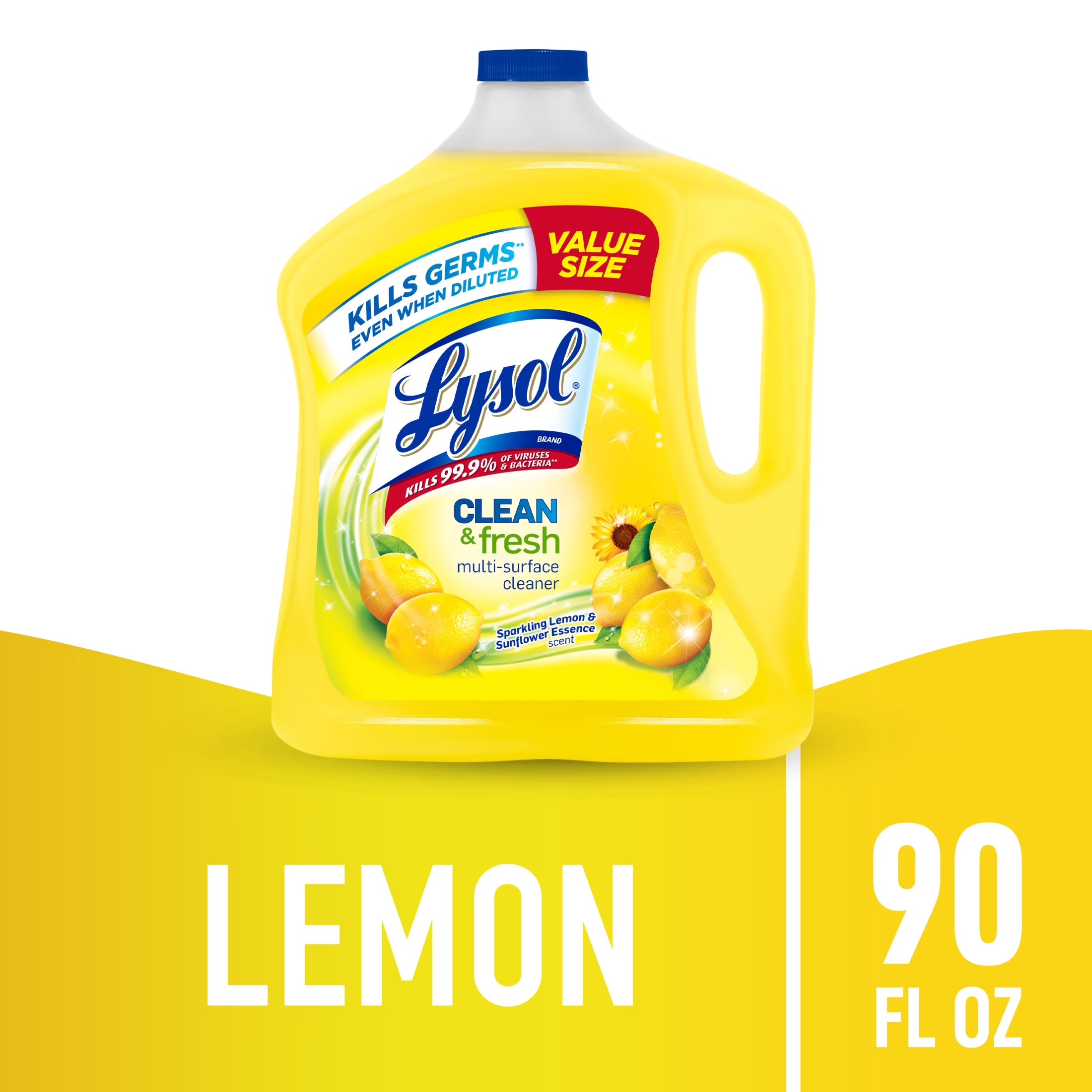 Lysol, Multi-Surface Cleaner, Clean & Fresh, Value Size, Sparkling Lemon and Sunflower Essence, 90 Fl Oz