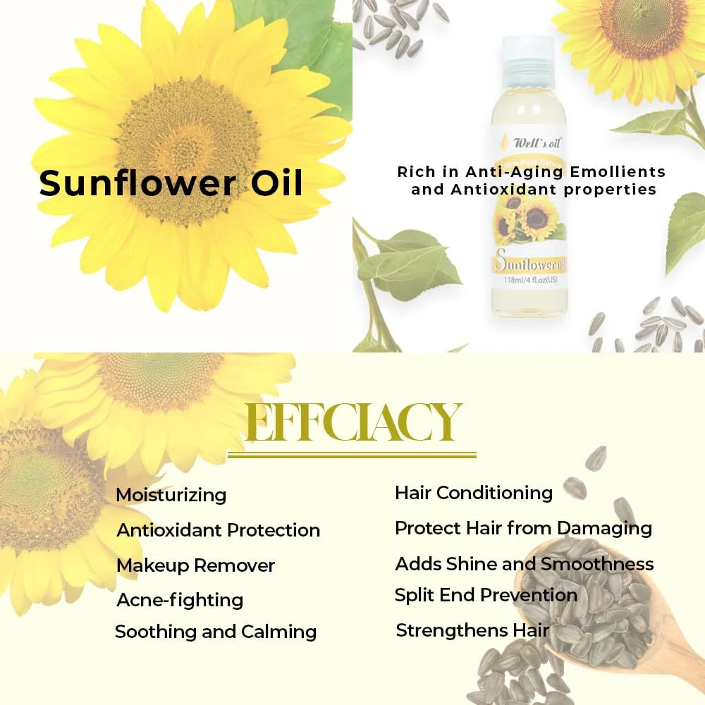 100% Pure Natural Carrier Oil 4Oz Sunflower