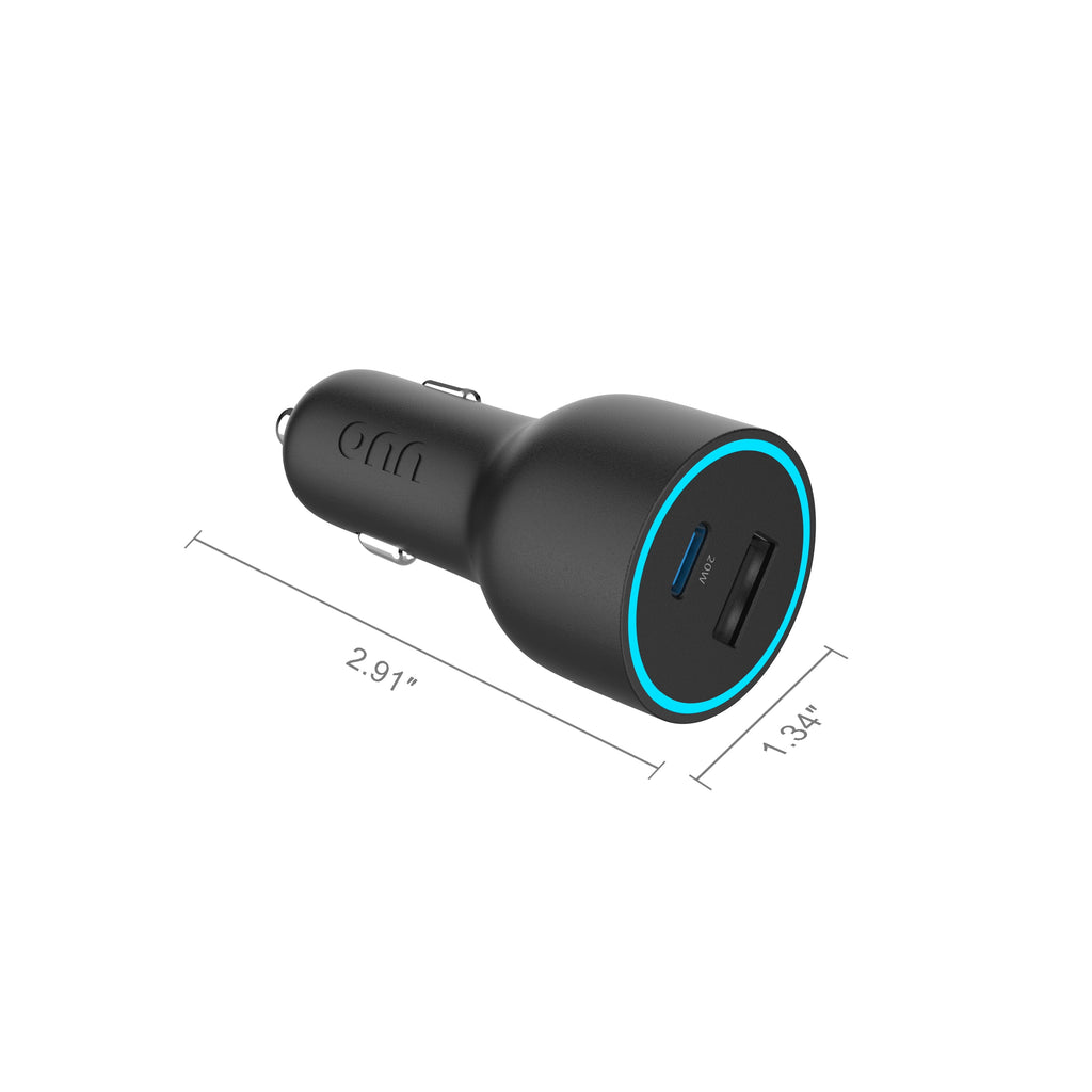 Onn 32W Dual USB-C and USB-A Port Car Charger with 3Ft C-C Cable ,USB-IF Certified, Black - Compatible with Iphone 17/16/15 Series, Samsung Galaxy, Note, Pixel Devices Ipad Pro, & More