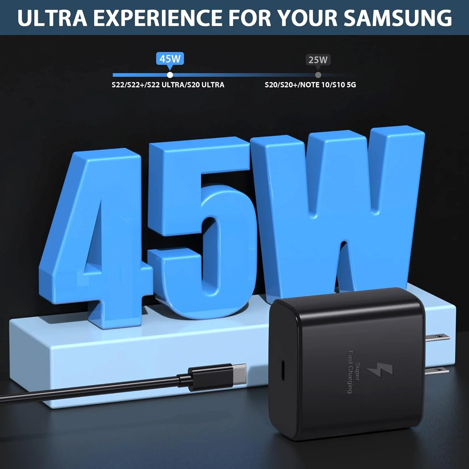 45W Super Fast Charger USB C Android Phone Charger Fast Charging for Asus ROG Phone 7 Also Galaxy S24 Ultra/S24/S24+/S23 Ultra/S23/S23+ PPS Charger & 6Ft C Cable