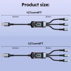 Firsting 4FT 100W 3-In-1 USB Charger Cord Phone Charging Cable Fast Charging Data Cable 2PCS Black