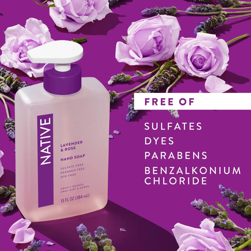 Native Lavender & Rose Liquid Hand Soap 13OZ