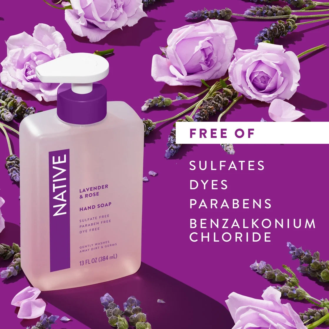 Native Lavender & Rose Liquid Hand Soap 13OZ