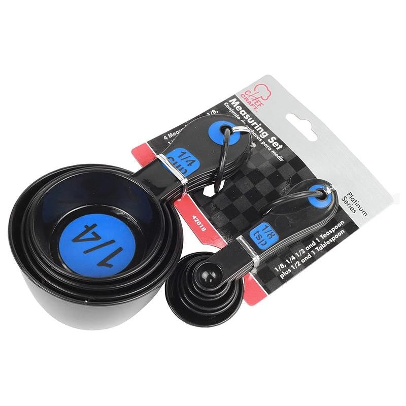 10 Piece Easy Read Measuring Cups & Spoons Set - Black / Blue