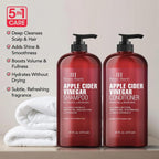 Apple Cider Vinegar Shampoo and Conditioner Set - Helps Dry Itchy Scalp, Dandruf