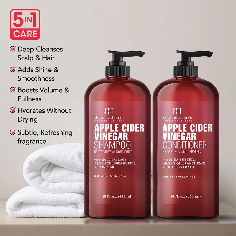 Apple Cider Vinegar Shampoo and Conditioner Set - Helps Dry Itchy Scalp, Dandruf