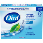 Antibacterial Bar Soap, Refresh & Renew, Spring Water, 4 Oz, 12 Bars