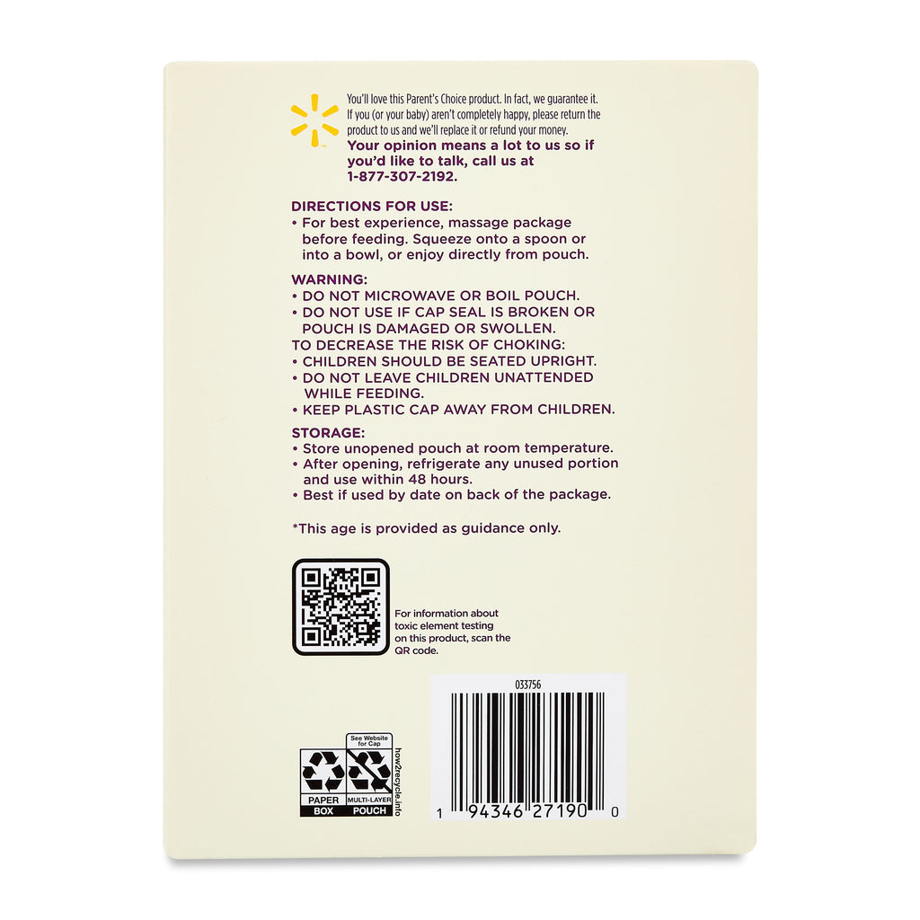 Parent'S Choice Stage 2 Baby Food, Variety Pack, 4 Oz Pouch, (12 Pack)