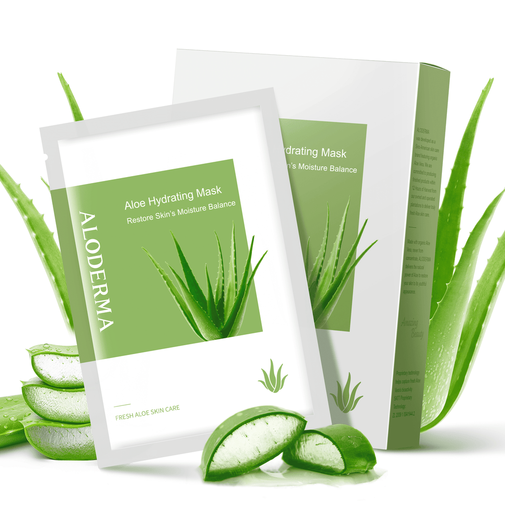Aloderma Hydrating Sheet Face Masks with 87% Organic Aloe Vera - 5 Pack Moisturizing Facial Masks with Hyaluronic Acid & Bergamot Oil for Nourished, Radiant Skin - Aloe Vera Natural Skincare