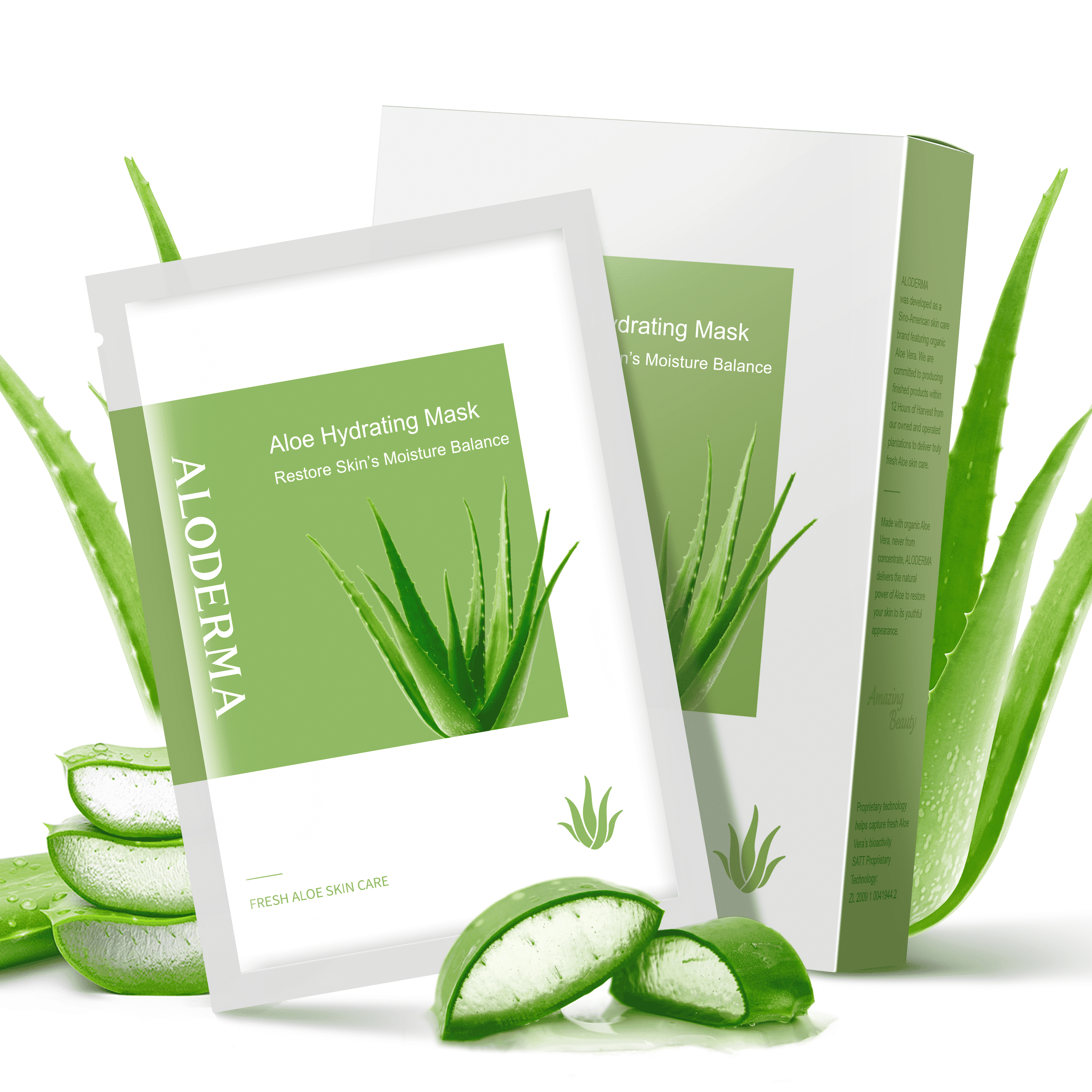 Aloderma Hydrating Sheet Face Masks with 87% Organic Aloe Vera - 5 Pack Moisturizing Facial Masks with Hyaluronic Acid & Bergamot Oil for Nourished, Radiant Skin - Aloe Vera Natural Skincare